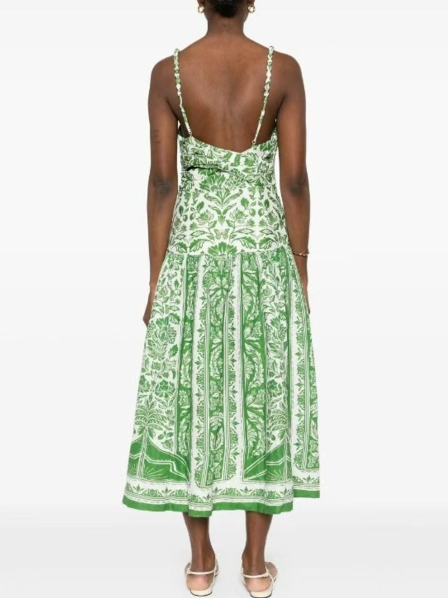Printed A - Line Midi Cami Dress - 