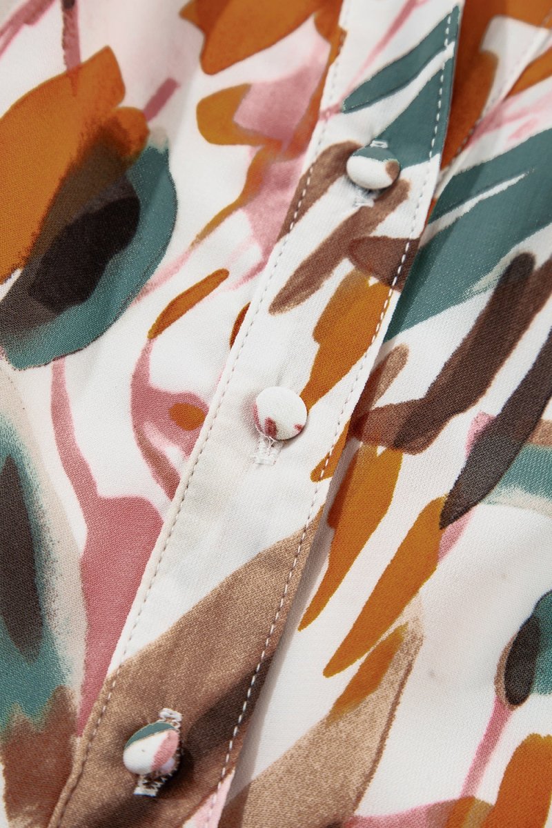 Printed Notched Short Sleeve Mini Dress - New Arrivals