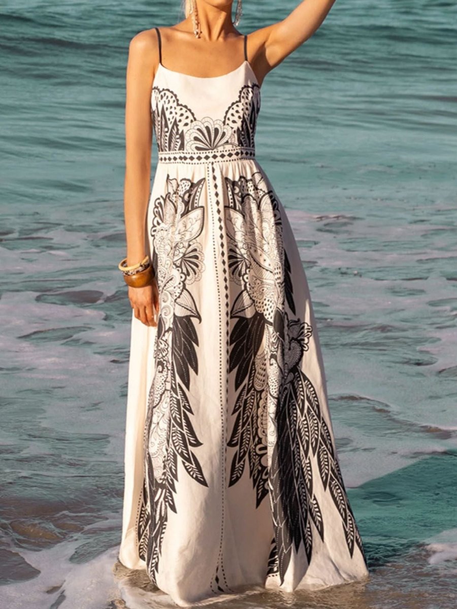 Printed Scoop Neck Cami Dress - 