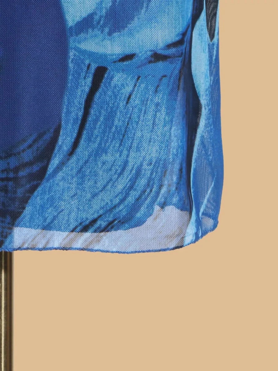 Printed Spaghetti Strap Mini Dress - 