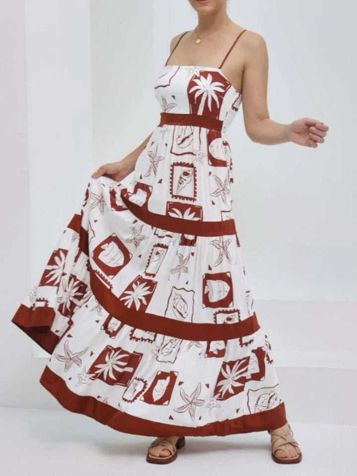 Printed Square Neck Maxi Cami Dress - New Arrivals