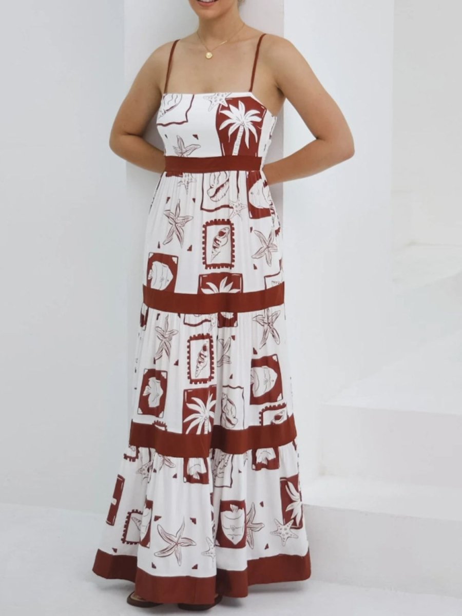 Printed Square Neck Maxi Cami Dress - New Arrivals