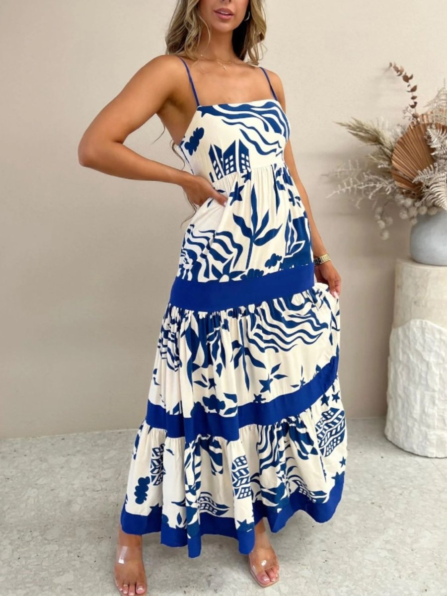 Printed Square Neck Maxi Cami Dress - New Arrivals