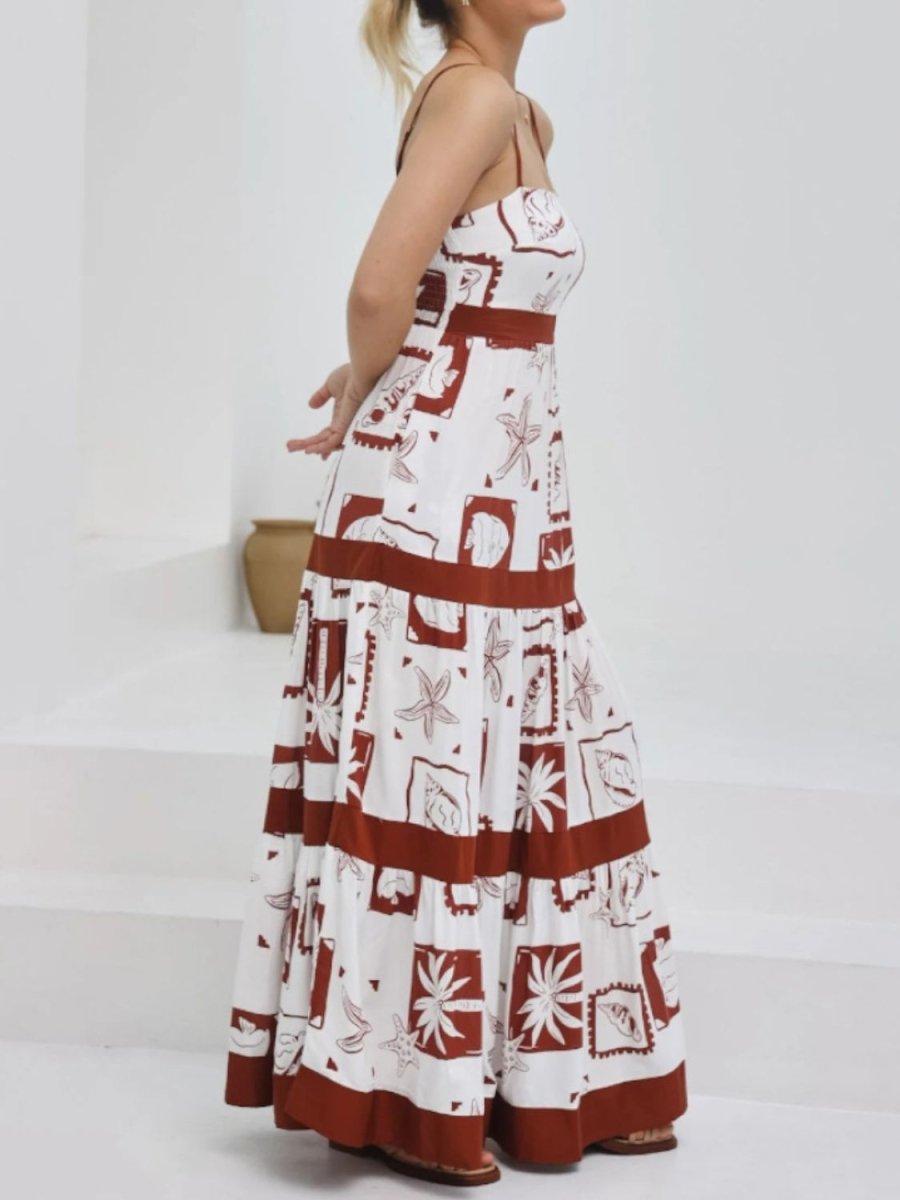 Printed Square Neck Maxi Cami Dress - New Arrivals
