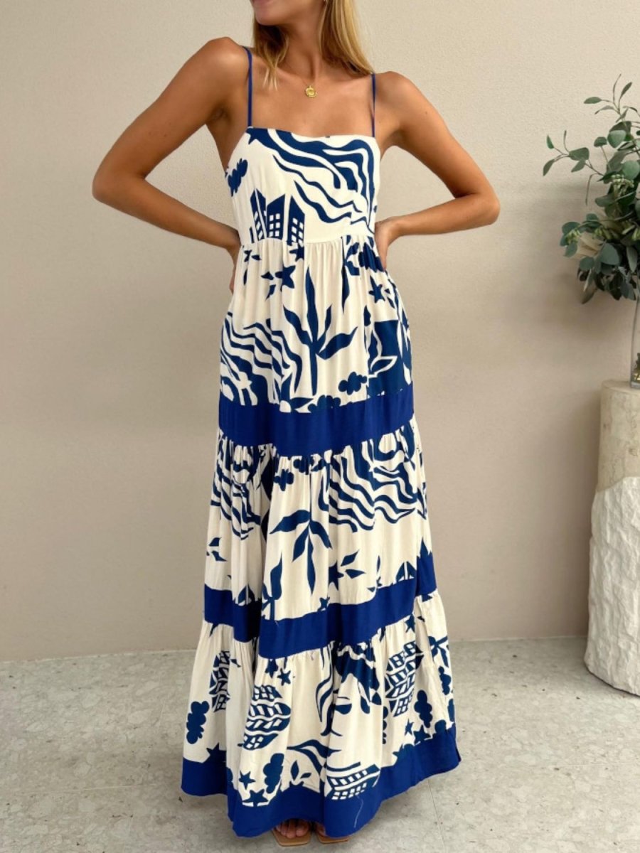 Printed Square Neck Maxi Cami Dress - New Arrivals