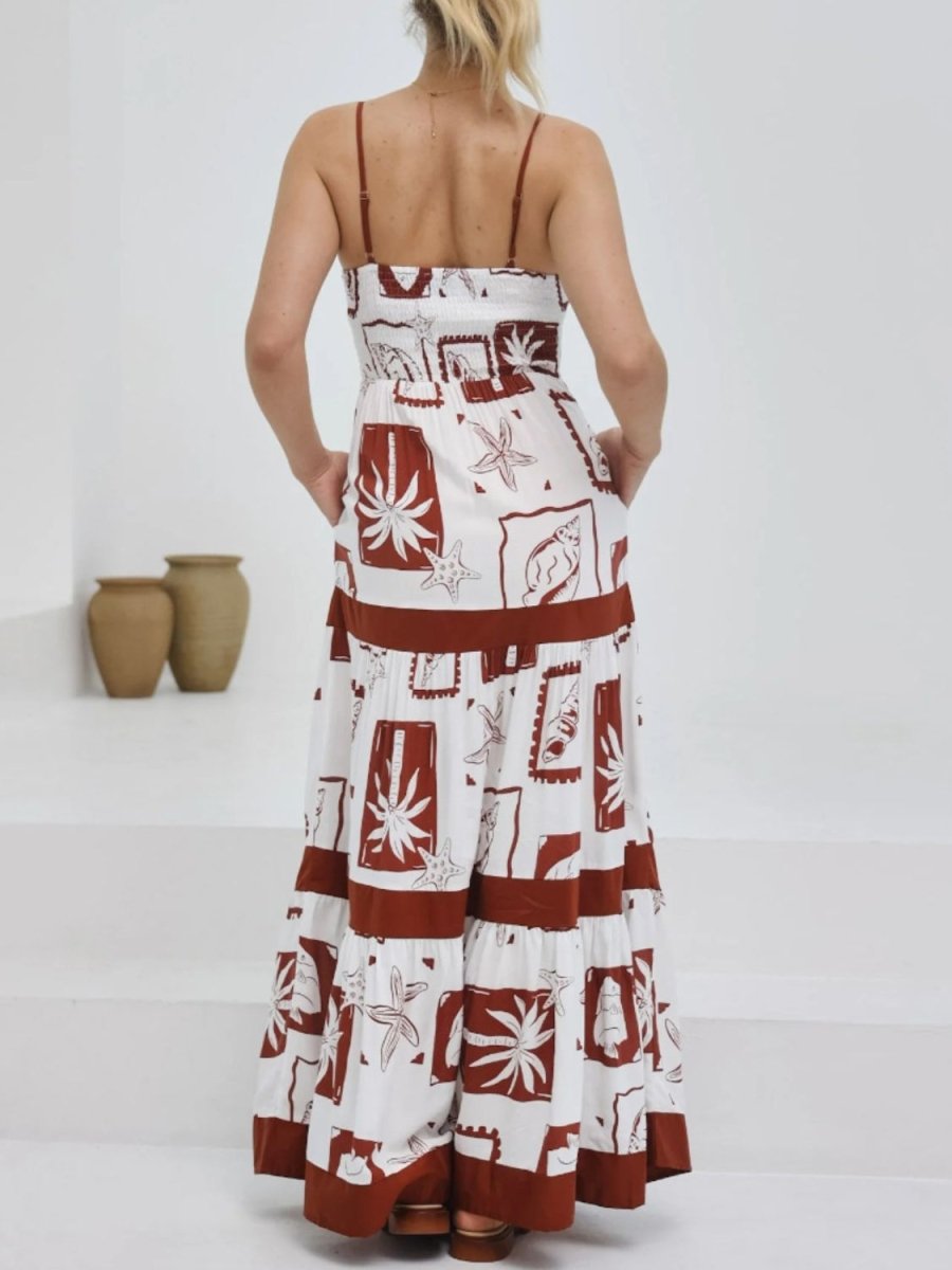 Printed Square Neck Maxi Cami Dress - New Arrivals