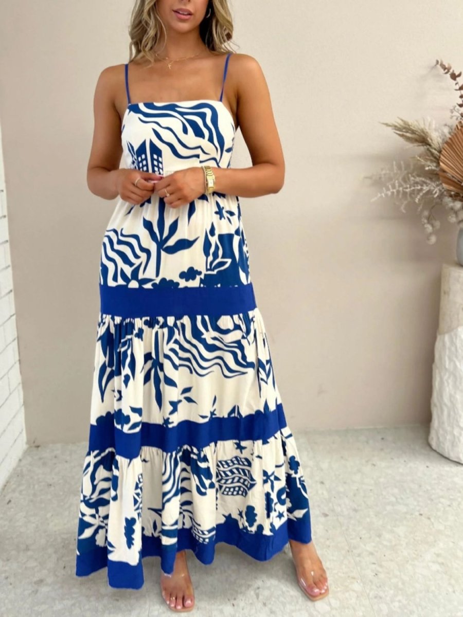 Printed Square Neck Maxi Cami Dress - New Arrivals
