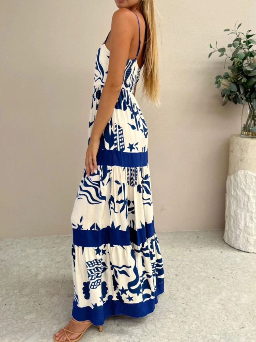 Printed Square Neck Maxi Cami Dress - New Arrivals
