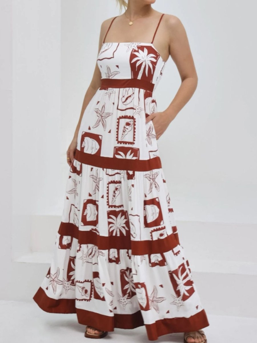 Printed Square Neck Maxi Cami Dress - New Arrivals