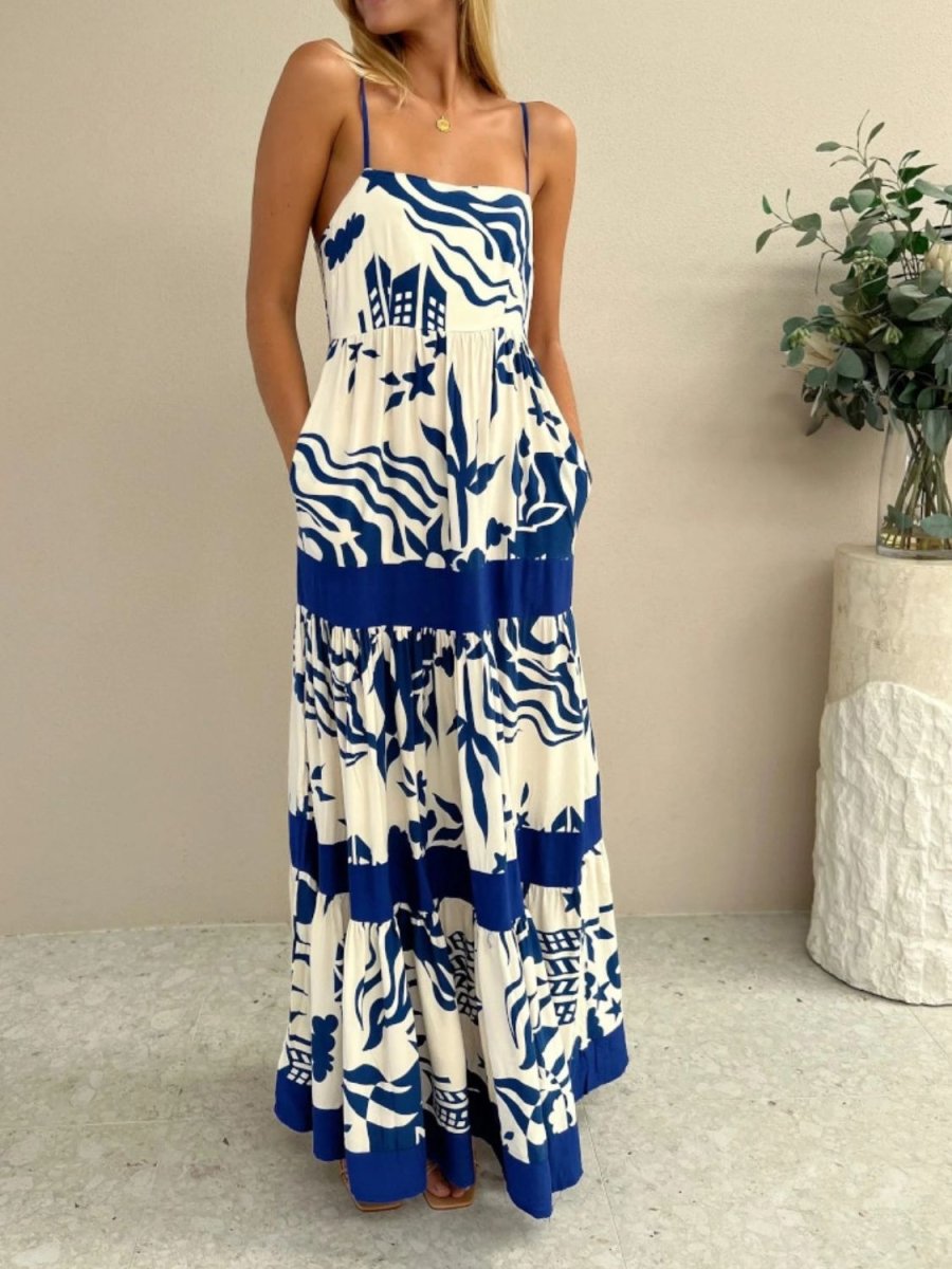 Printed Square Neck Maxi Cami Dress - New Arrivals