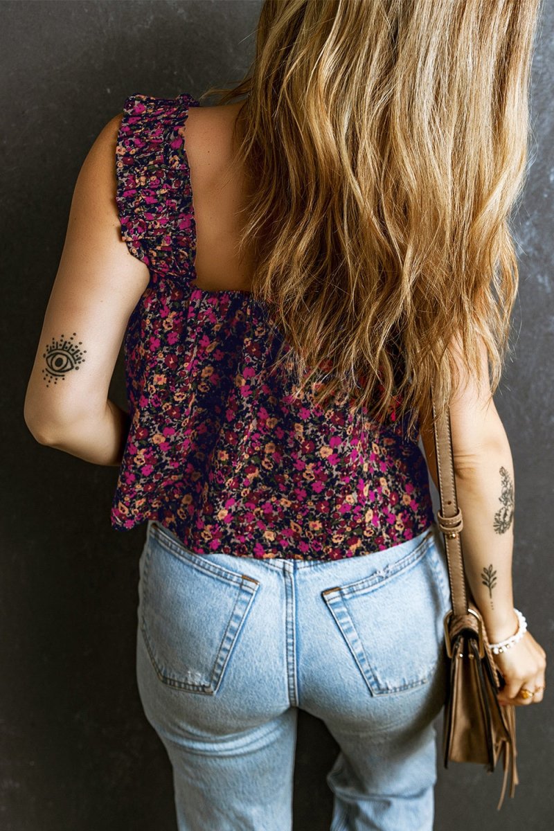 Printed Square Neck Tank - Top