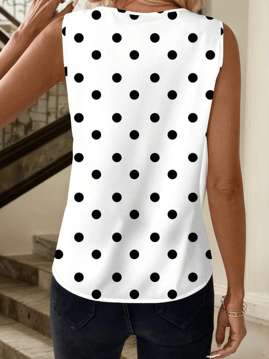 Printed V - Neck Tank Top - 