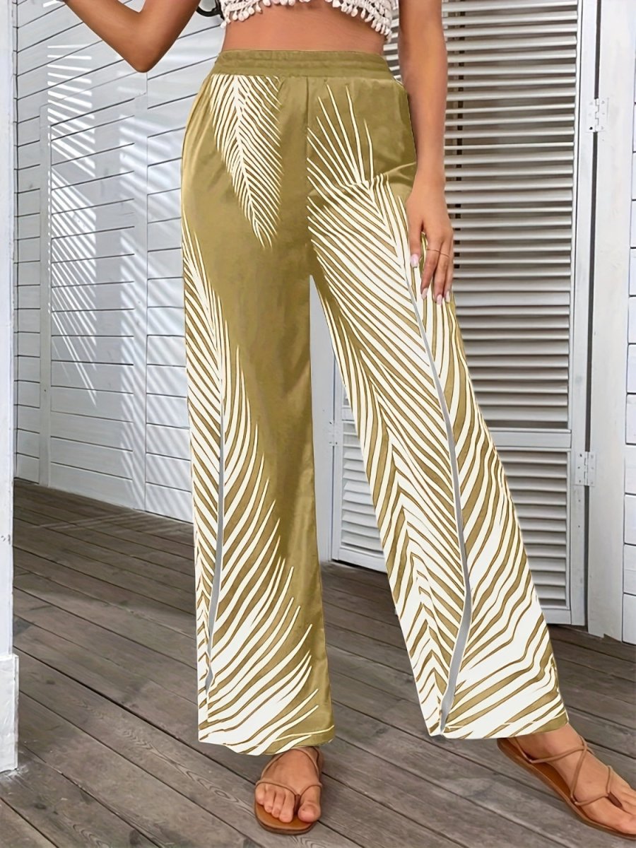 Printed Wide Leg Pants - Bottoms