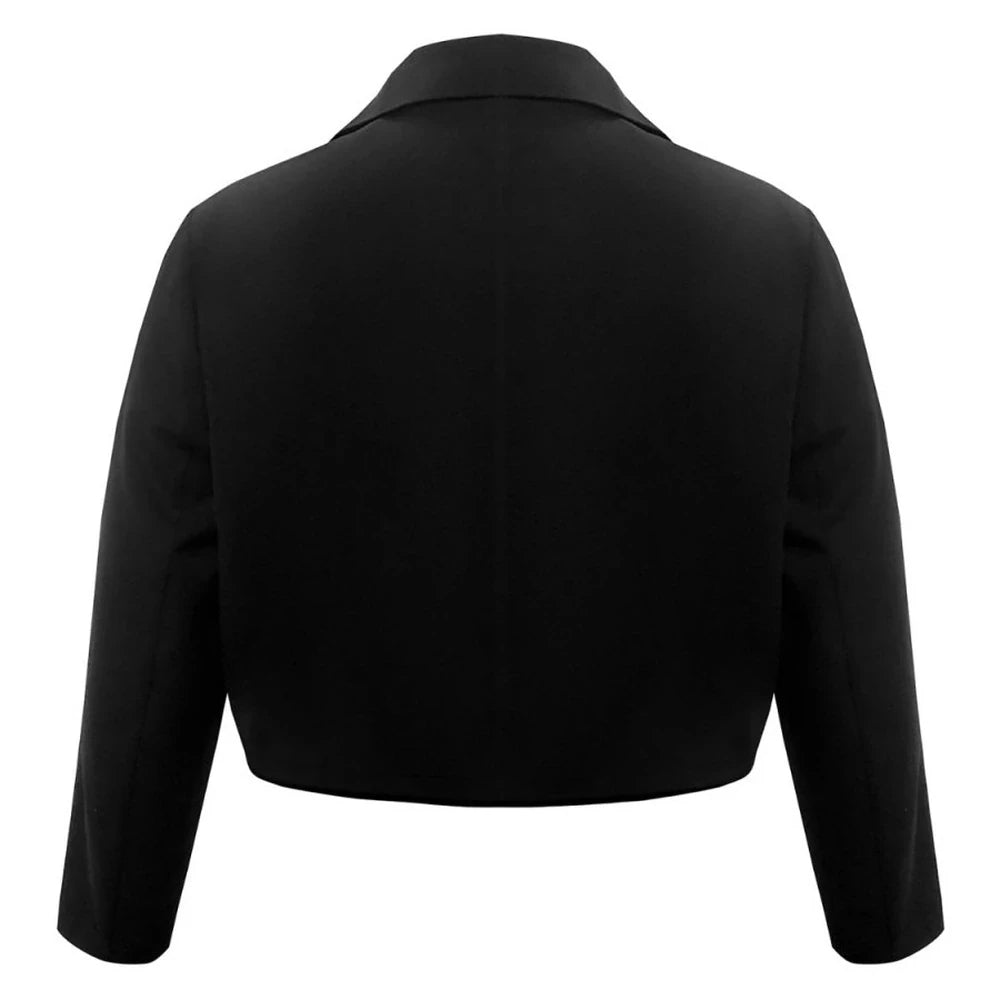 Plus Size Lapel Collar Long Sleeve Blazer