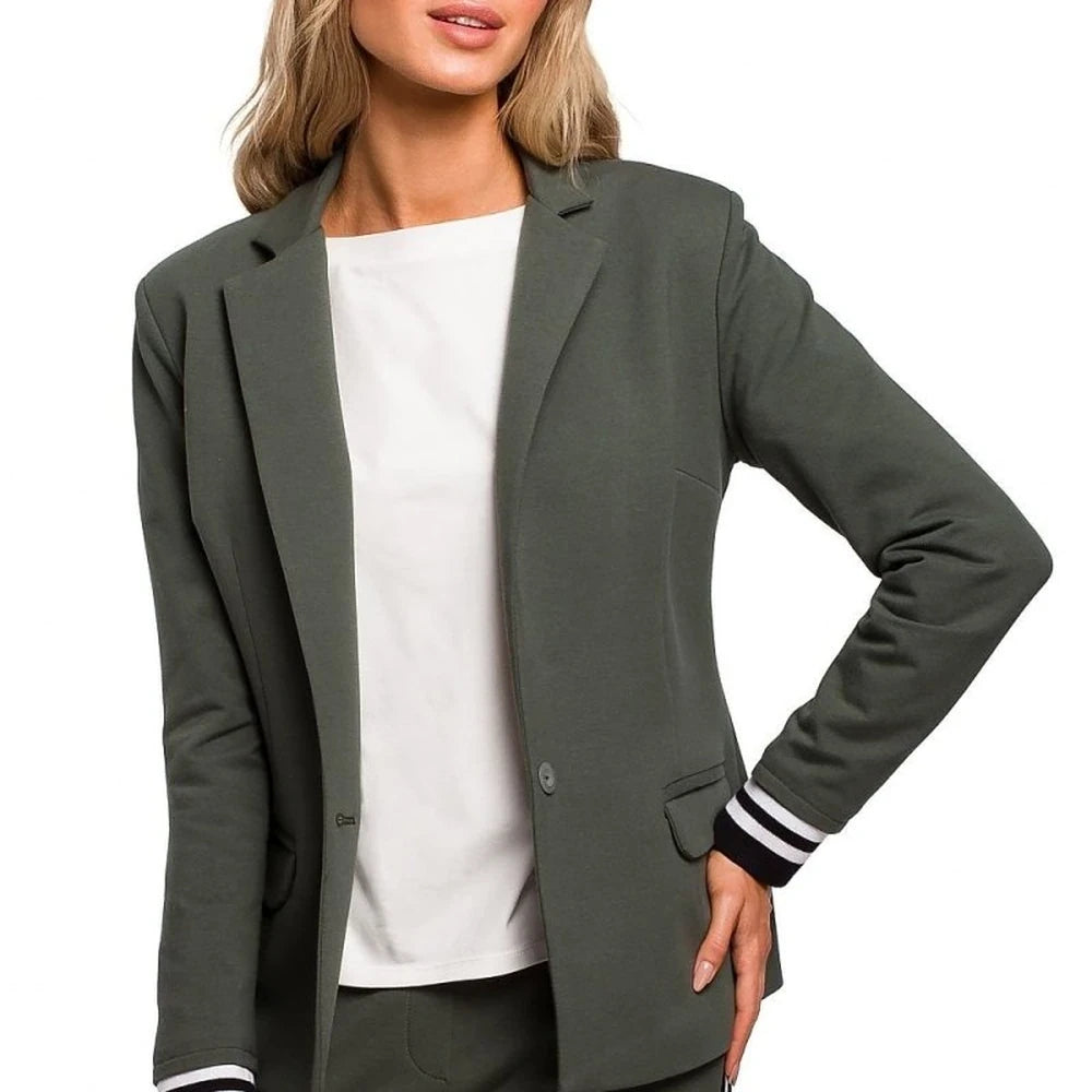 Classic Collar Jacket with Ribbed Finish