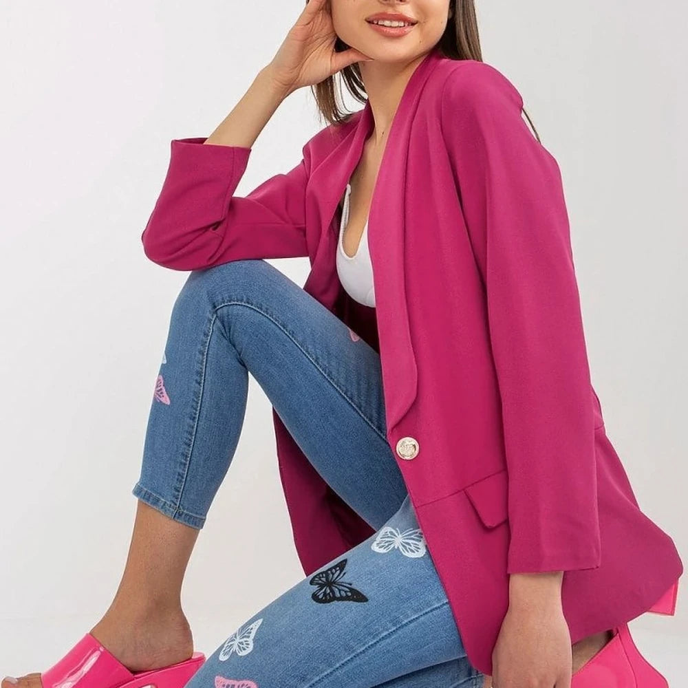 Classic Button-Front Lined Blazer