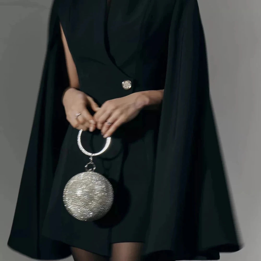 Fitted Blazer Dress with Cape Sleeves