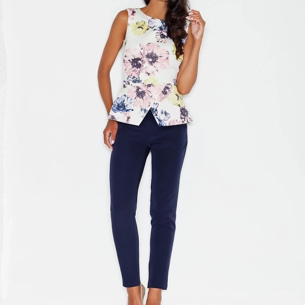 Classic Blue Trousers with Elastic Waist