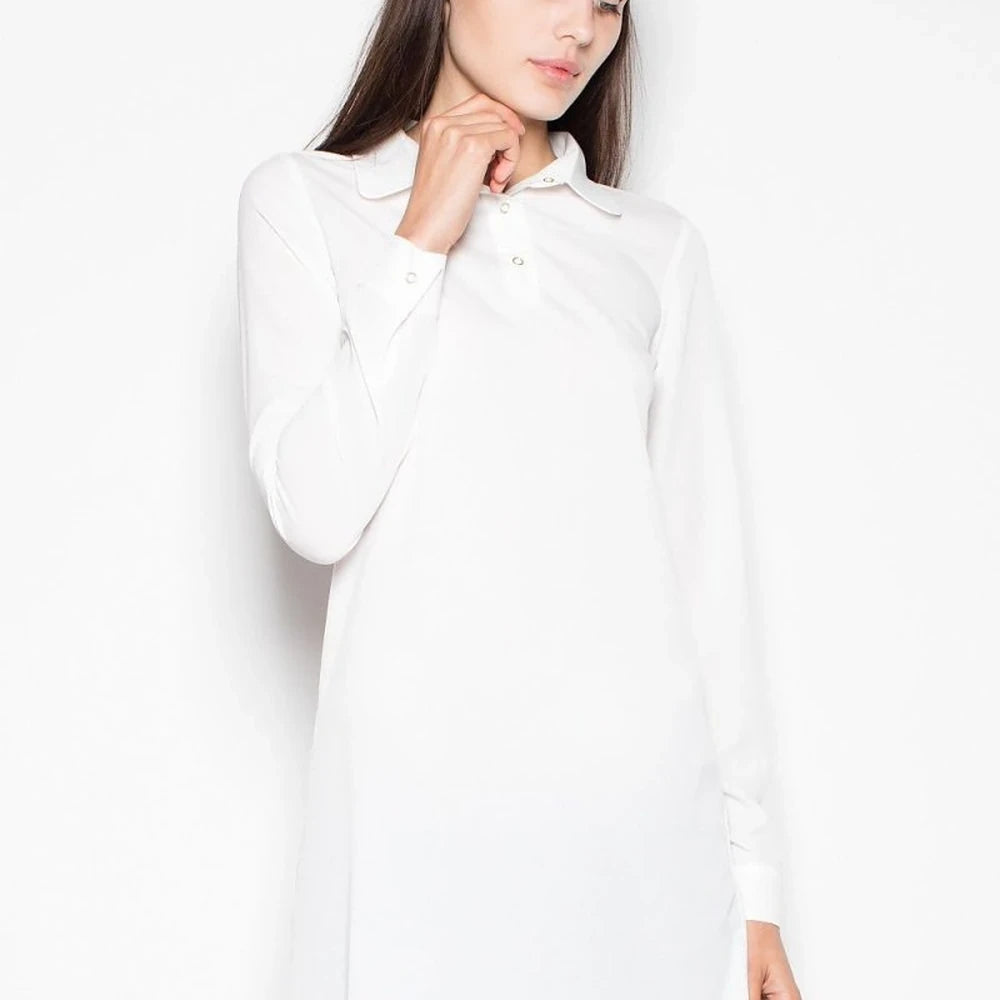 Long Sleeve Knit Blouse with Button Neck