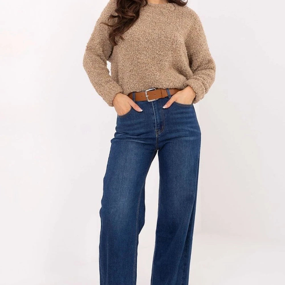 High-Waisted Straight Leg Jeans - Blue