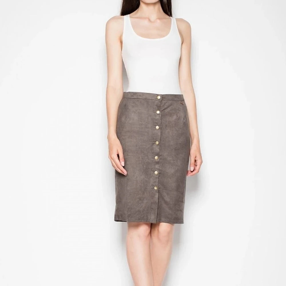 Midi Pencil Skirt with Decorative Buttons