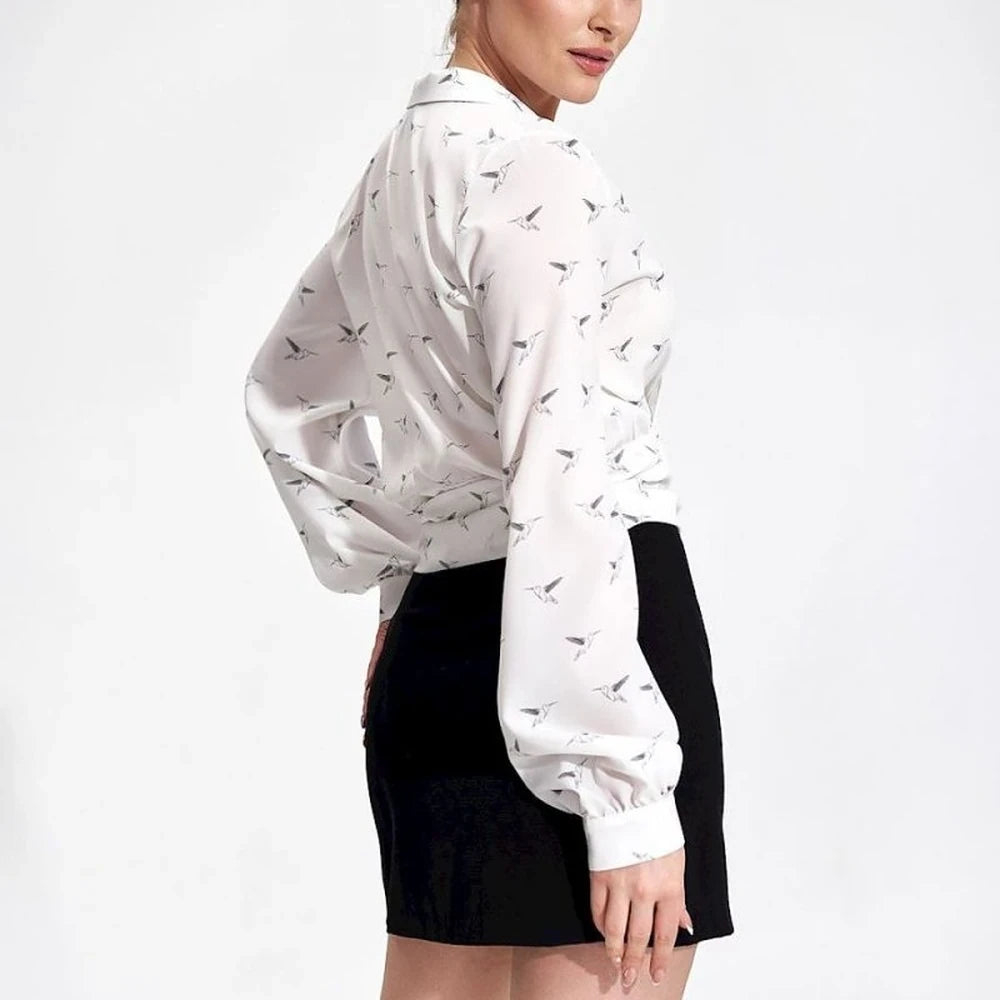 Elegant Wrap Blouse with Pleated Sleeves