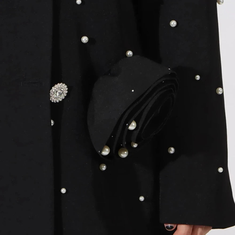 Pearl Embellished Double-Breasted Blazer