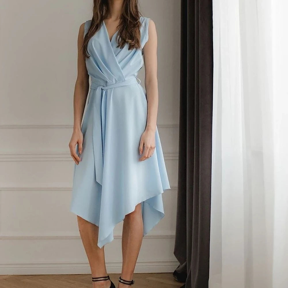 Patterned Midi Dress with Tie Belt
