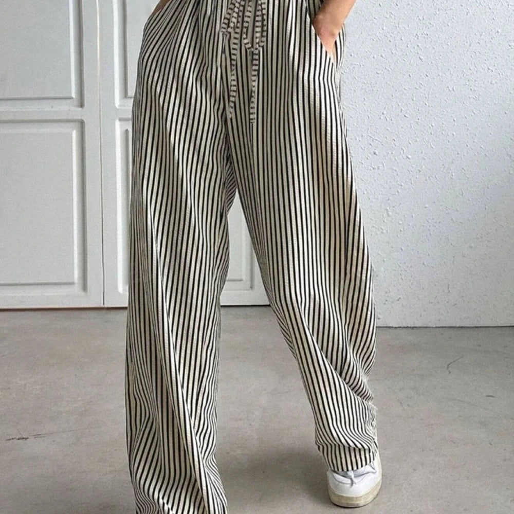Striped Drawstring Waist Pants