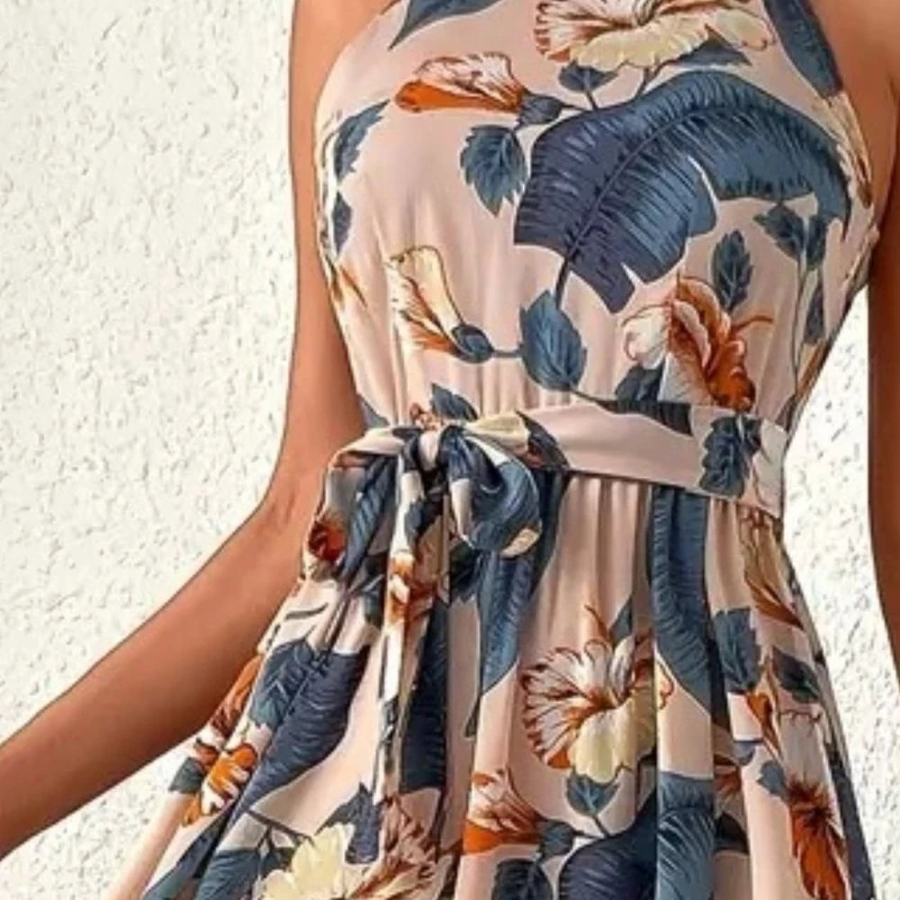 Floral Sleeveless Tie-Front Dress