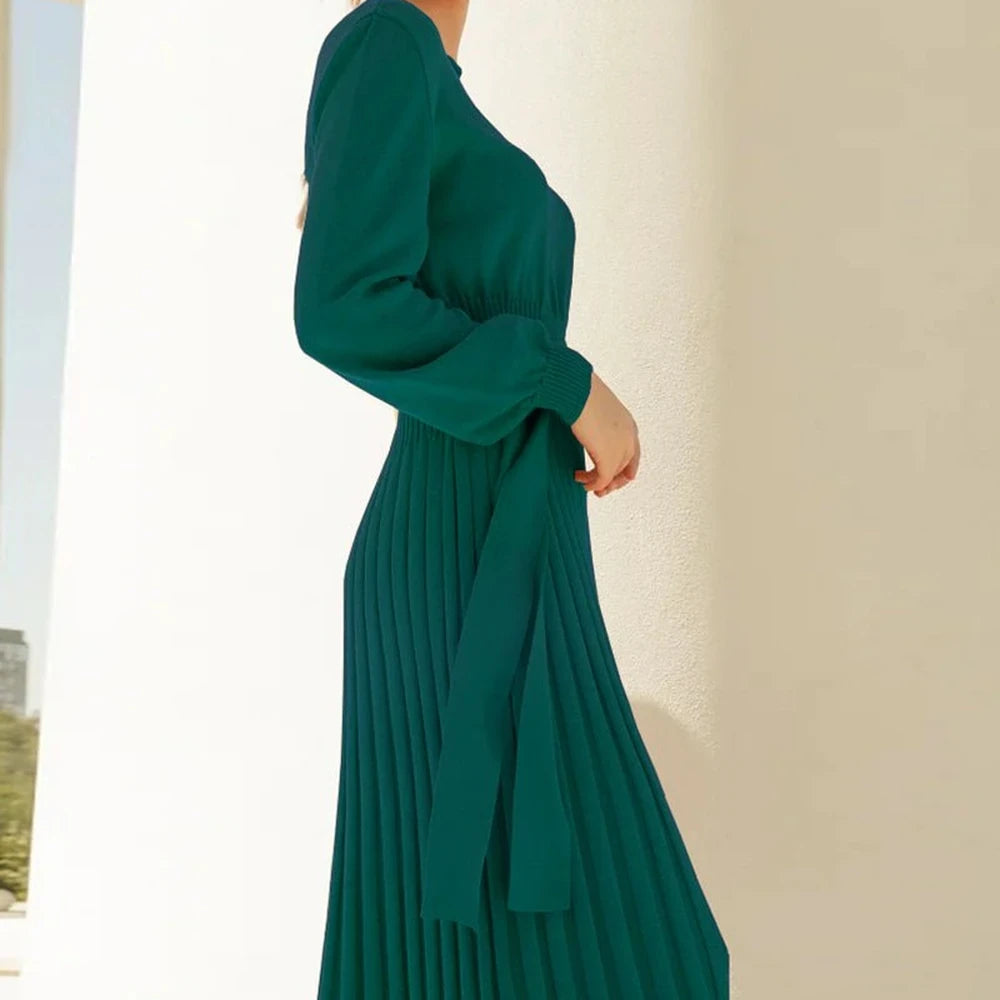 Round Neck Long Sleeve Sweater Dress