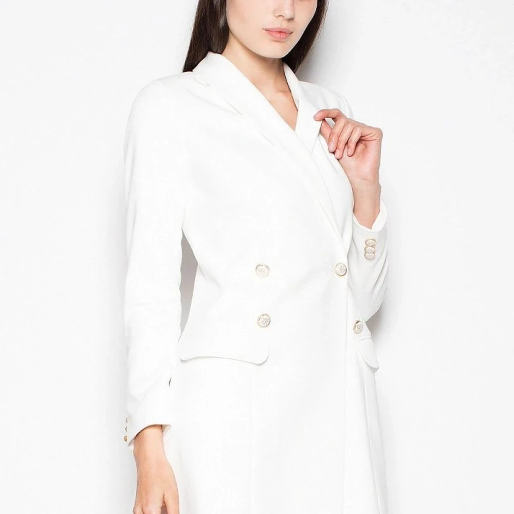 Beige Jacket Dress with Decorative Buttons
