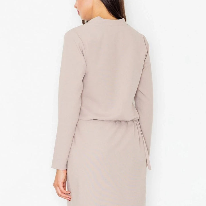 Green Long Sleeve Dress with Waist Tie
