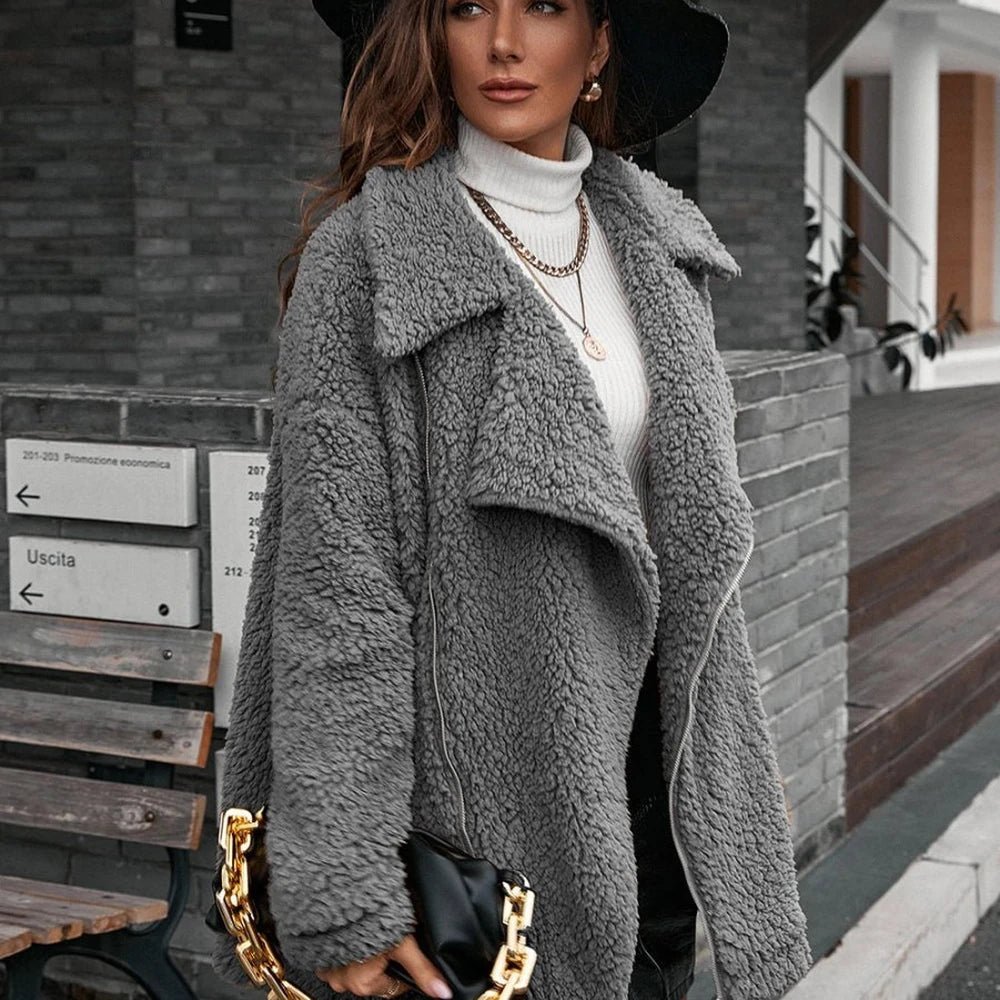 Collared Zip-Up Teddy Jacket