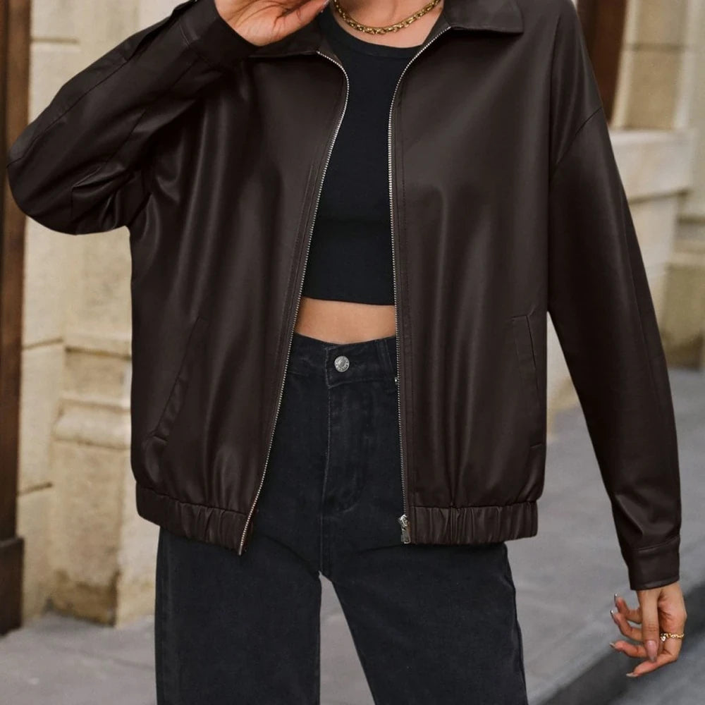 Collared Zip Up Jacket with Pockets