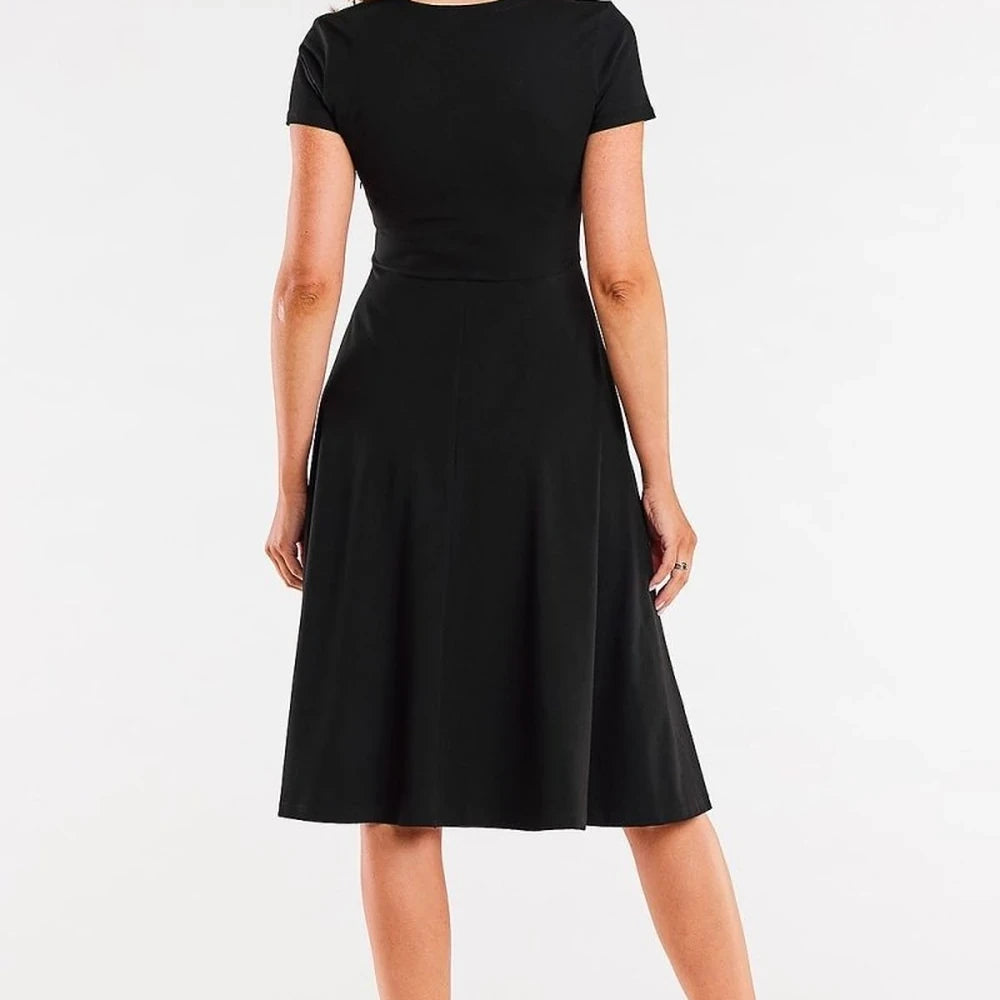 Midi Dress Envelope Neckline Short Sleeves