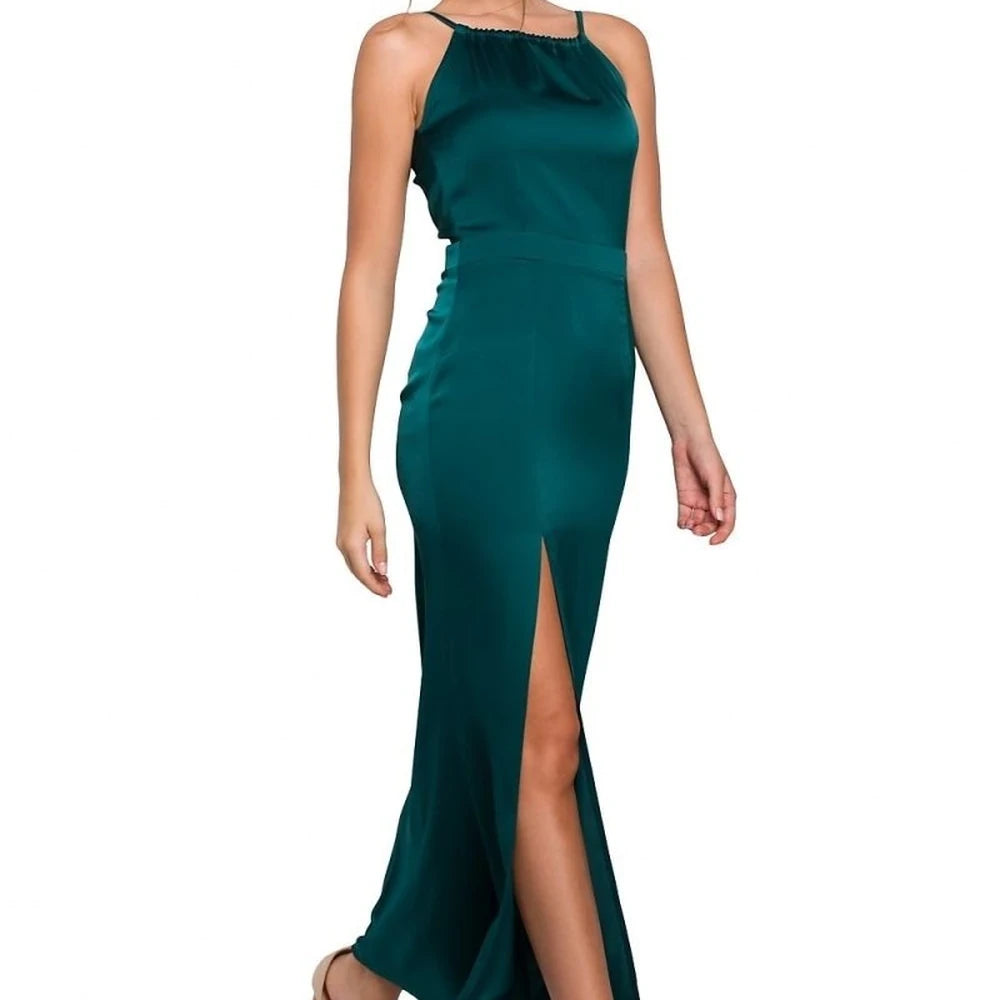 Green Halter Neck Maxi Dress