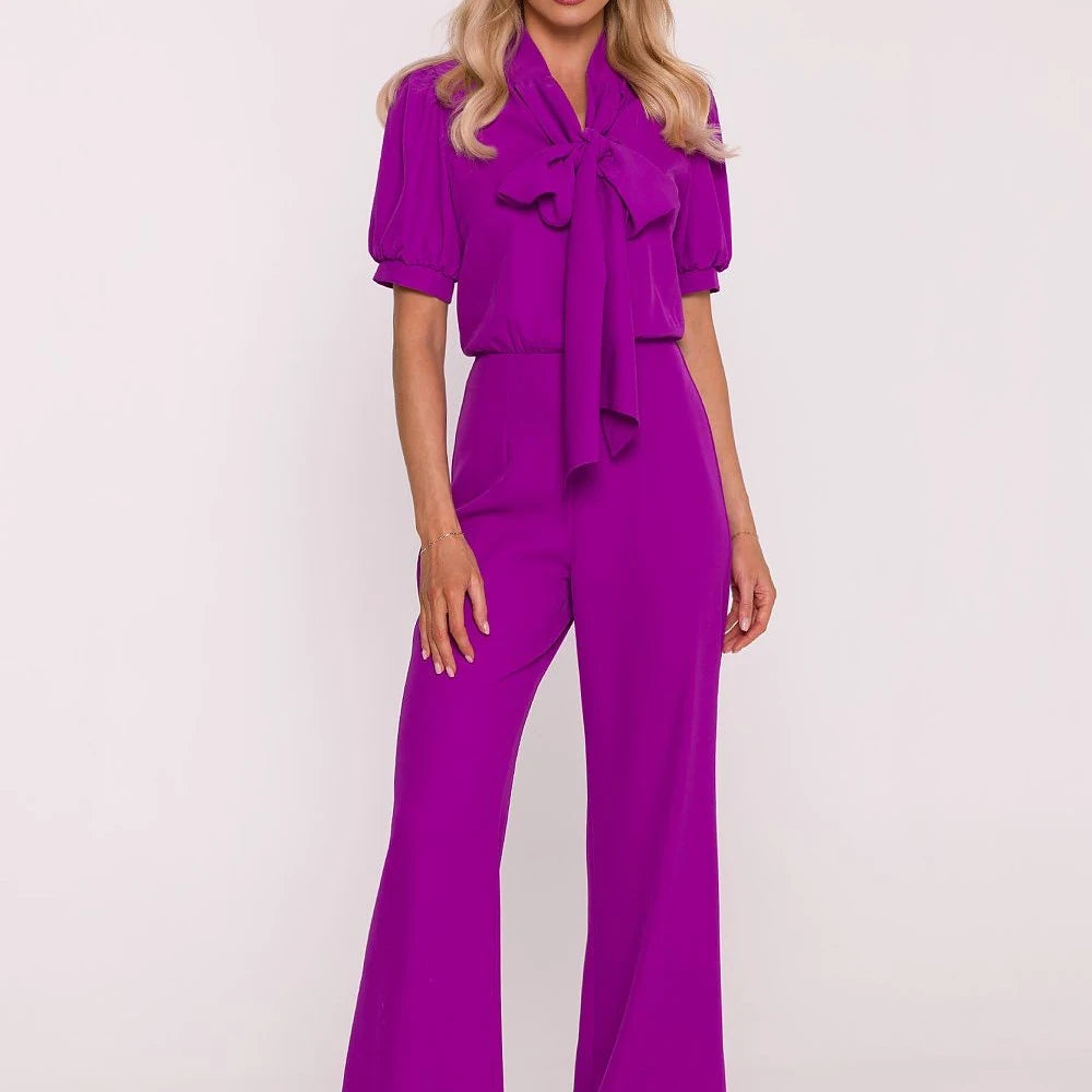 Women's Elegant Suit V-Neck Wide Leg Trousers