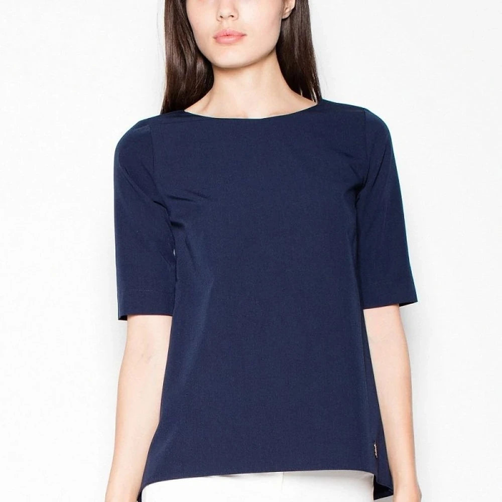 Short Sleeve Cut-Out Back Blouse
