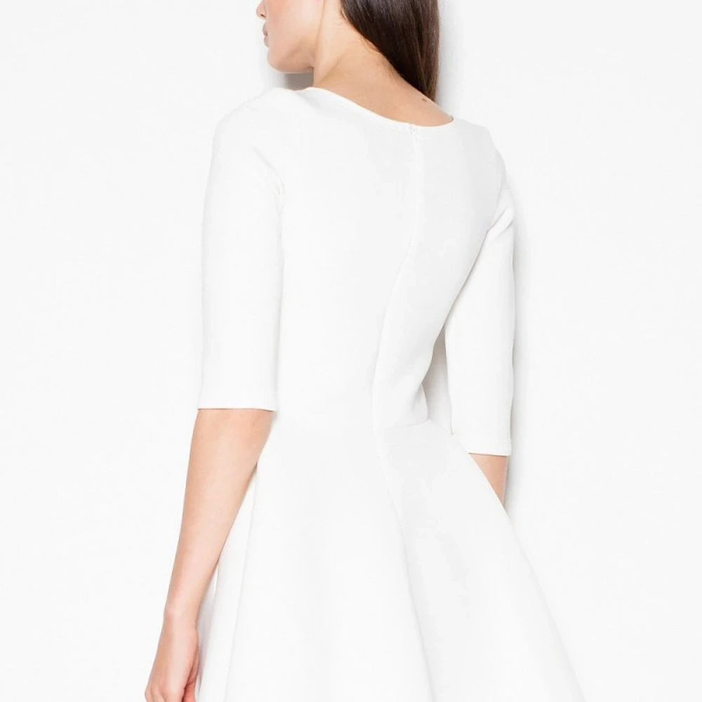 Flared Hem Cocktail Dress with 3/4 Sleeves