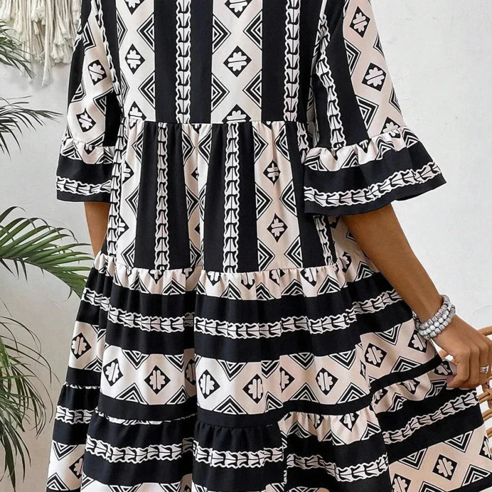 Black Tiered Half Sleeve Dress