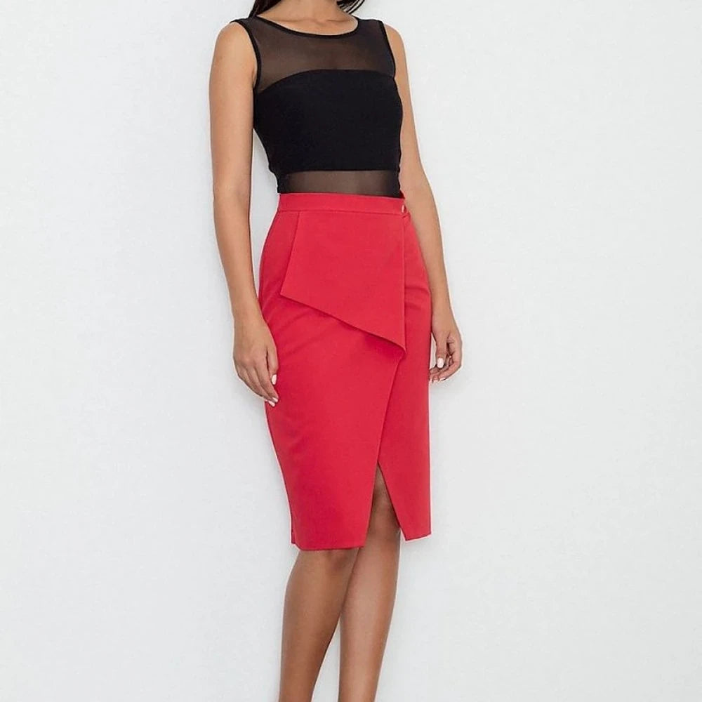 Cotton Blend Skirt with Front Flap