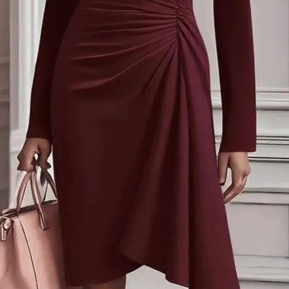 Ruched Surplice Long Sleeve Dress