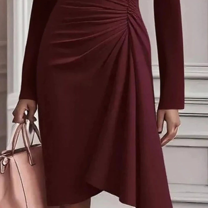Ruched Surplice Long Sleeve Dress
