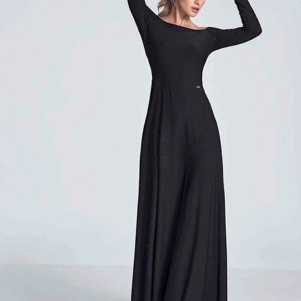 Black Maxi Dress with Long Sleeves