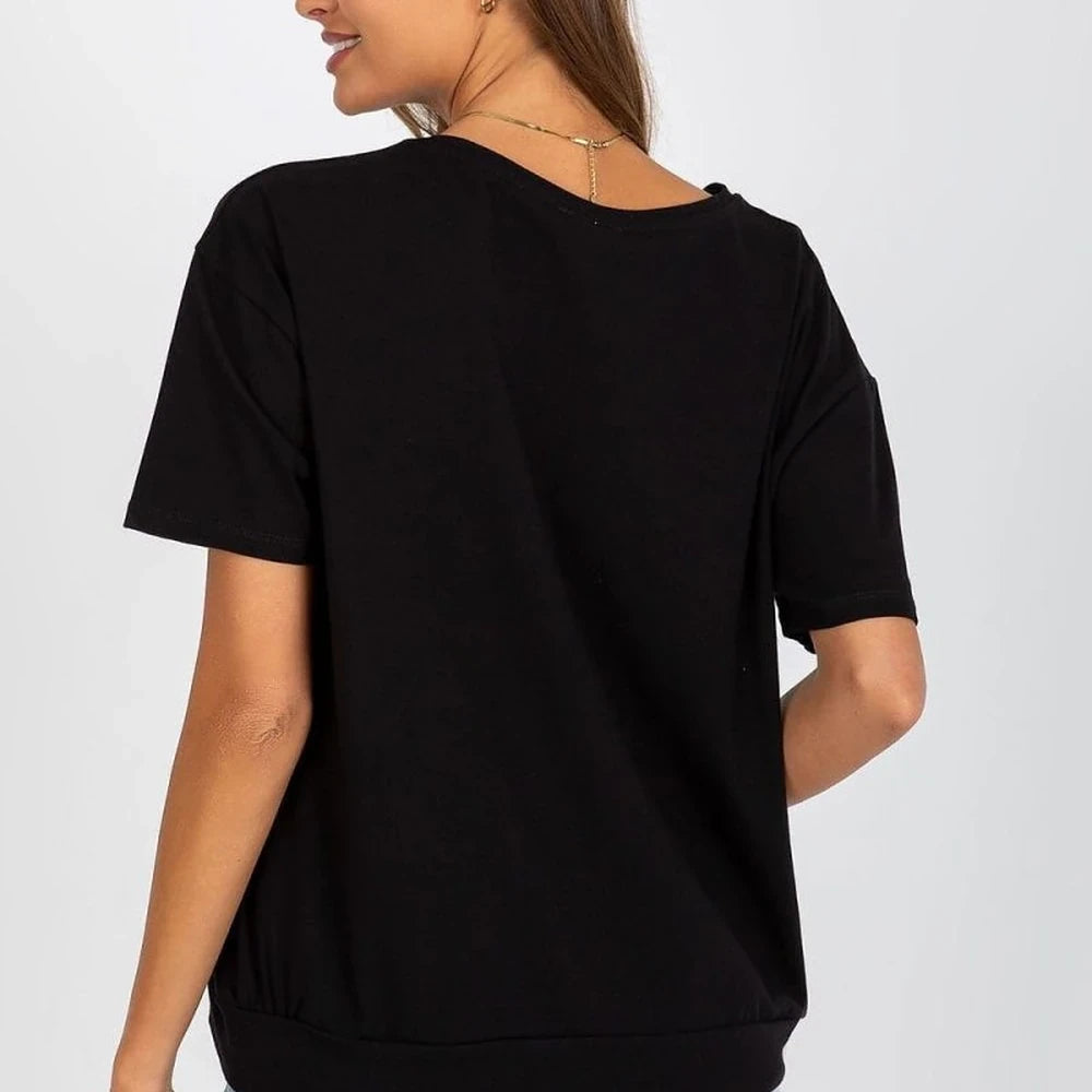 Cotton Blend Blouse with Round Neck