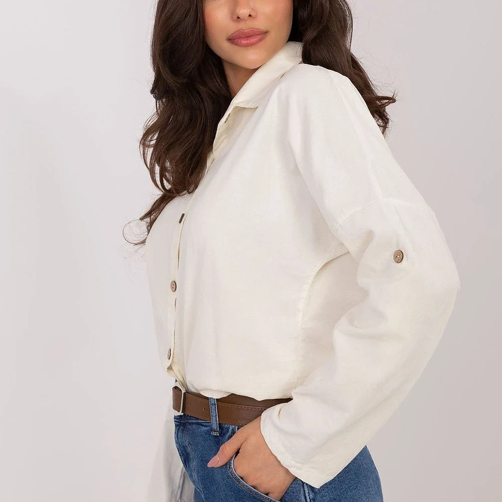 Corduroy Long Sleeve Shirt with Collar
