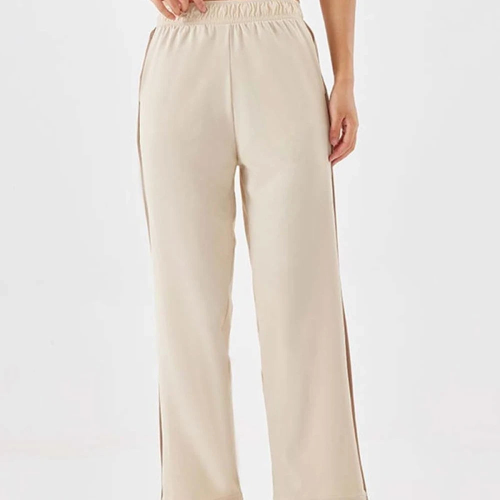 Solid Seam Detail Sporty Long Pants