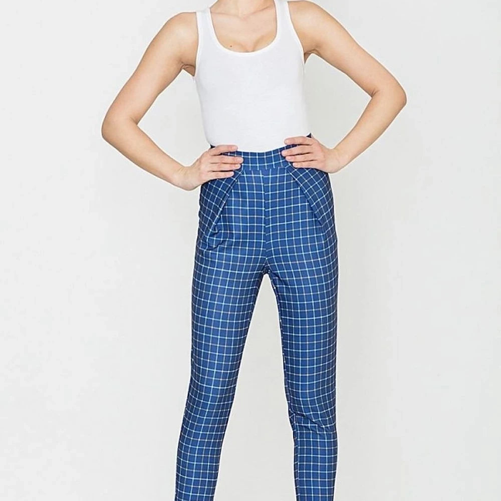 Retro Check Trousers with High Waist