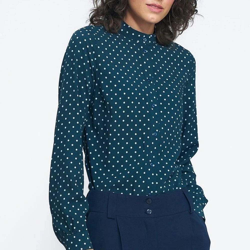 Long Sleeve Viscose Button-Down Shirt